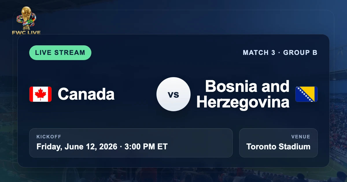 Canada vs Bosnia and Herzegovina live stream TV channel and kickoff time