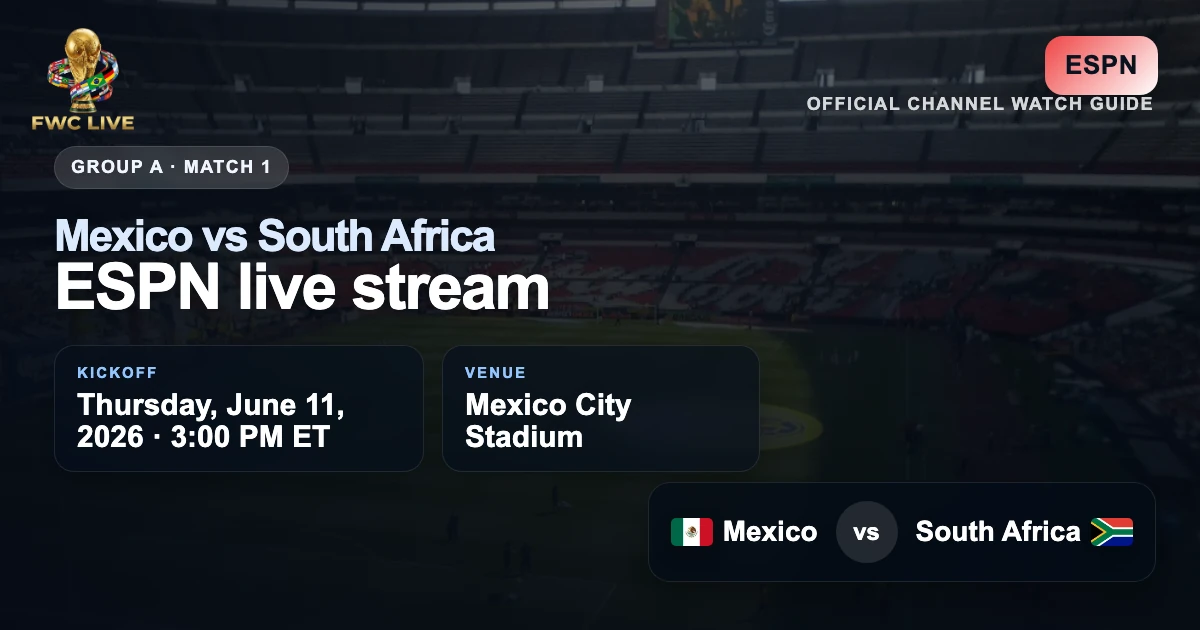 Mexico vs South Africa on ESPN kickoff time and stream guide