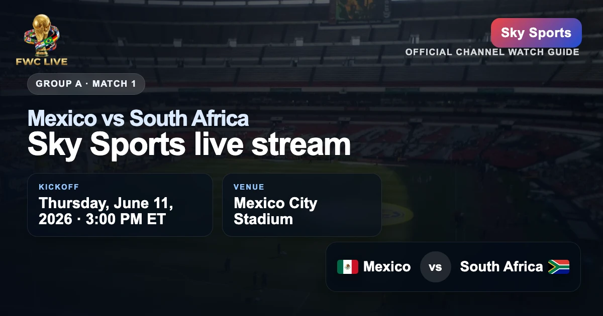 Mexico vs South Africa on Sky Sports and UK viewing guide