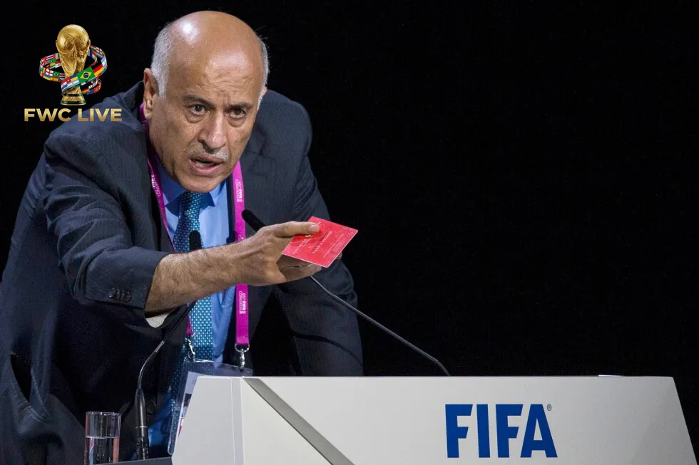 Jibril Rajoub during a football event after saying his U.S. visa was not granted