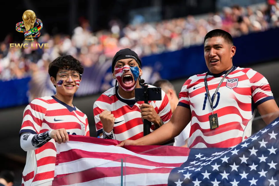 United States fans in stars and stripes before the Paraguay match at SoFi Stadium