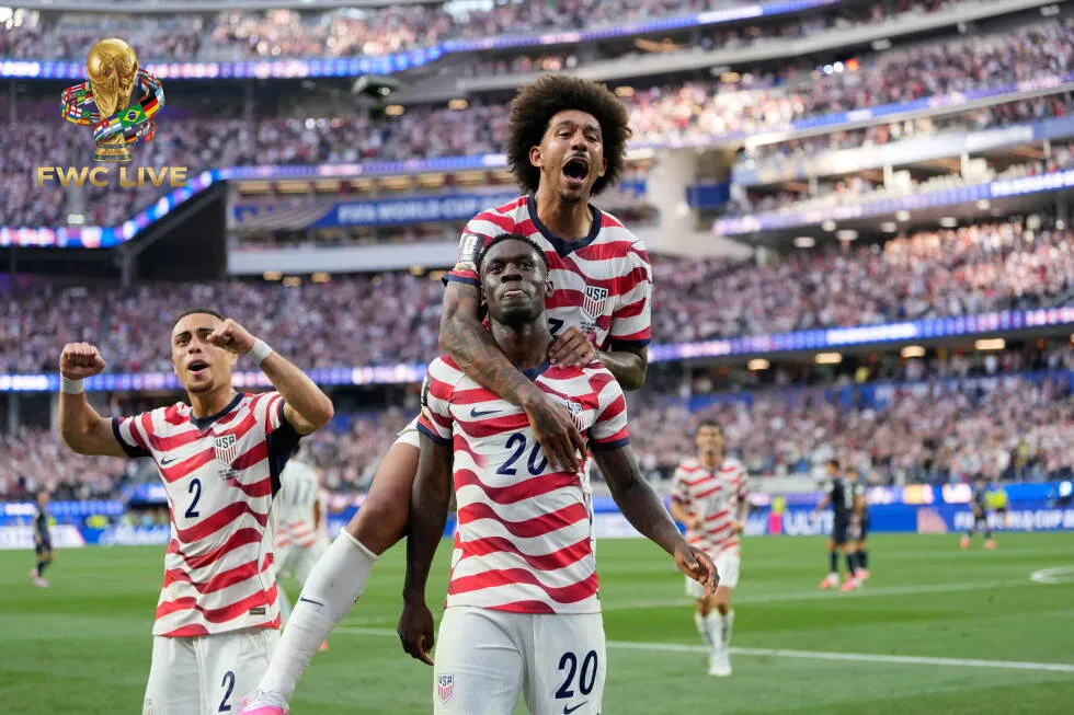 Folarin Balogun celebrates after scoring for the United States against Paraguay